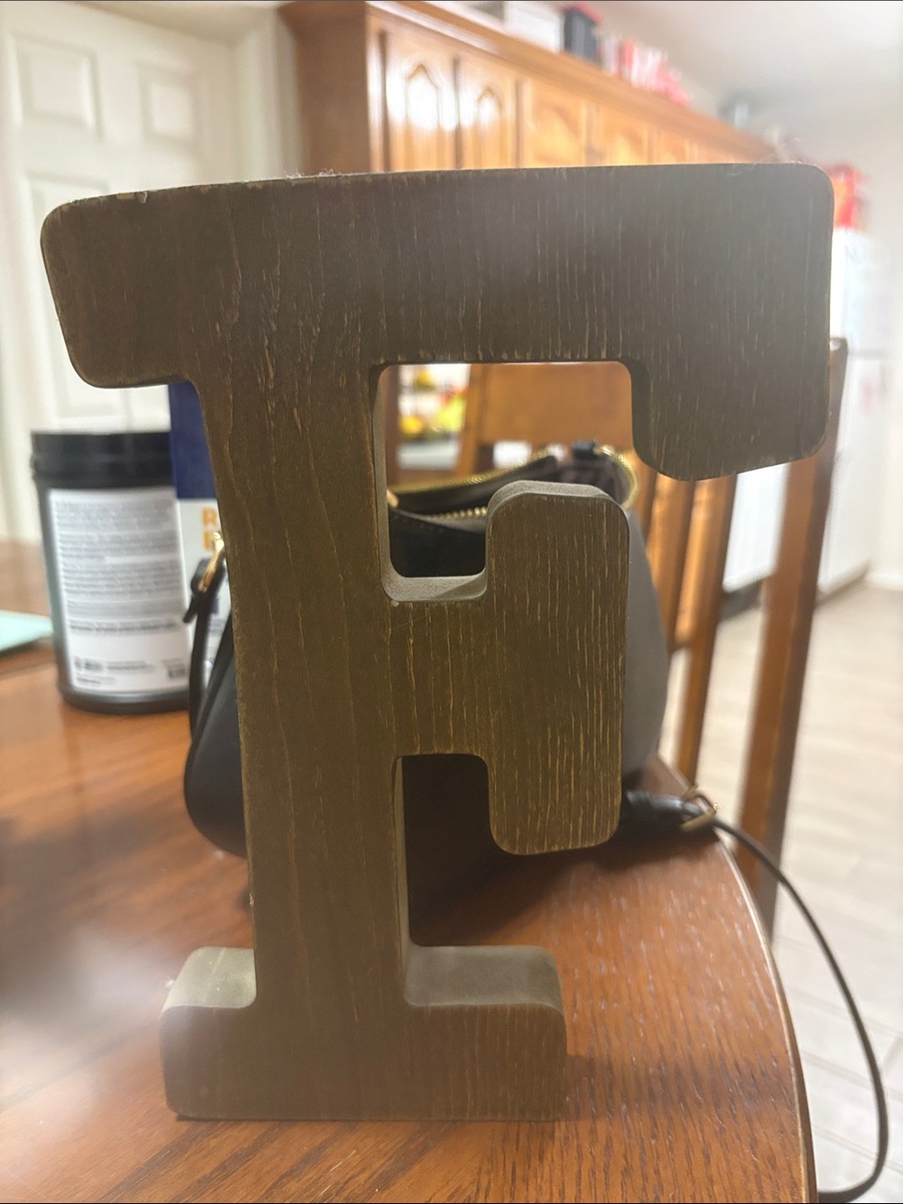 Decorative Wooden Letter F - Rustic Olive Green